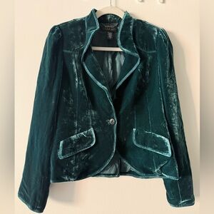 Laundry By Shelli Segal Velvet Teal Blazer